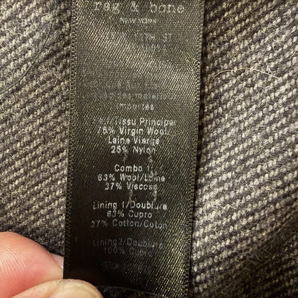 Rag & Bone Blazer 38 Gray Herringbone Virgin Wool Blend Unstructured Sport Coat